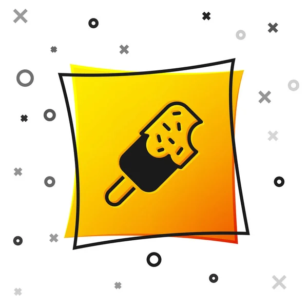 Black Ice Symbol isoliert auf weißem Hintergrund. Süßes Symbol. Gelber quadratischer Knopf. Vektor — Stockvektor