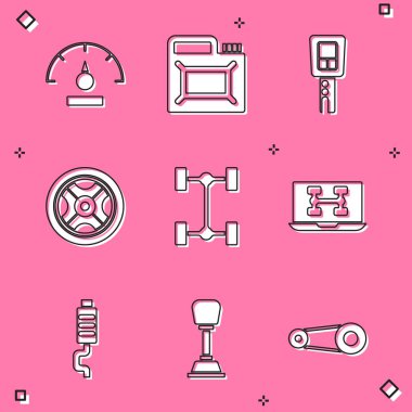 Hız göstergesini ayarla, motor yağı için teneke kutuyu uzaktan kumandalı araba anahtarını, Chassis arabasını, egzoz ve vites değiştirme simgesini tanımla. Vektör