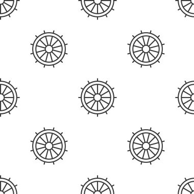 Gri çizgi direksiyon ikonu beyaz arka planda izole edilmiş pürüzsüz desen. Vektör