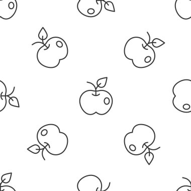 Gri çizgi Apple simgesi beyaz arka planda kusursuz deseni izole etti. Fazla kilolu. Sağlıklı diyet menüsü. Fitness diyeti elması. Vektör