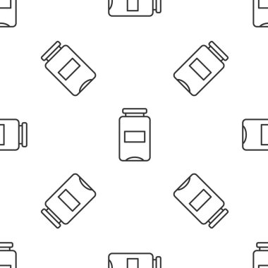 Gri çizgi reçel kavanozu ikonu beyaz arka planda kusursuz desen izole etti. Vektör