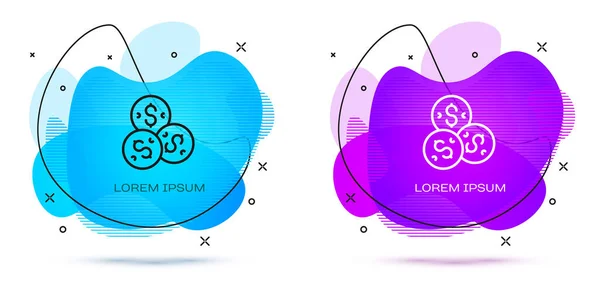 Ligne Casino puce avec symbole dollar icône isolée sur fond blanc. Casino de jeu. Bannière abstraite aux formes liquides. Vecteur — Image vectorielle