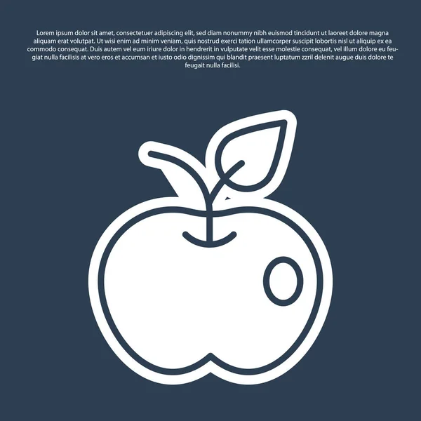 Blaue Linie Apple-Symbol isoliert auf blauem Hintergrund. Übergewicht. Gesunde Ernährung. Fitness-Diät. Vektor — Stockvektor