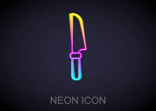 Linea al neon luminosa Icona del coltello isolata su sfondo nero. Posate simbolo. Vettore — Vettoriale Stock