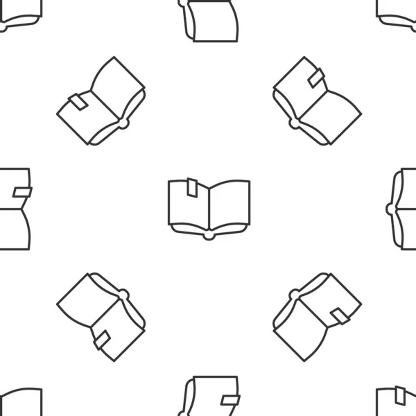 Linha cinza Ícone de livro aberto isolado padrão sem costura no fundo branco. Vetor —  Vetores de Stock