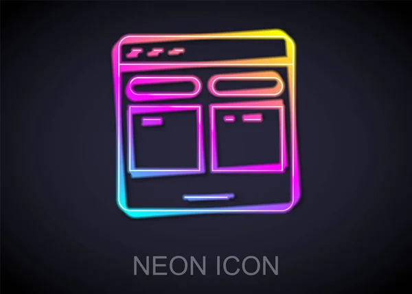 Glowing neon line Online translator icon isolated on black background. Foreign language conversation icons in chat speech bubble. Translating concept. Vector — Stock Vector