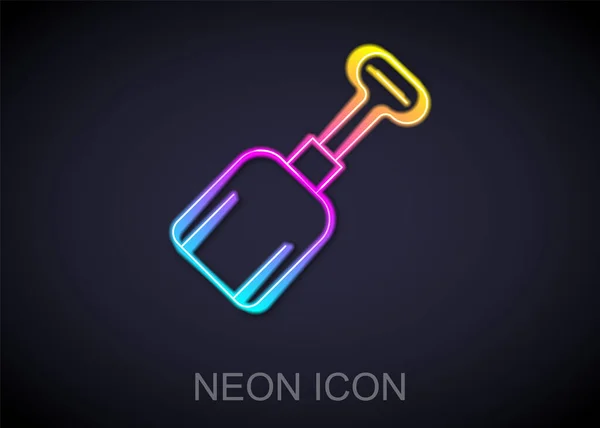 Leuchtende Neon-Linie Shovel Spielzeug-Symbol isoliert auf schwarzem Hintergrund. Vektor — Stockvektor