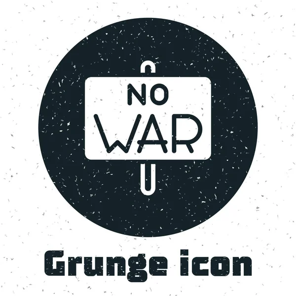 Grunge Ningún icono de guerra aislado sobre fondo blanco. El símbolo de la paz. Dibujo vintage monocromo. Vector — Vector de stock