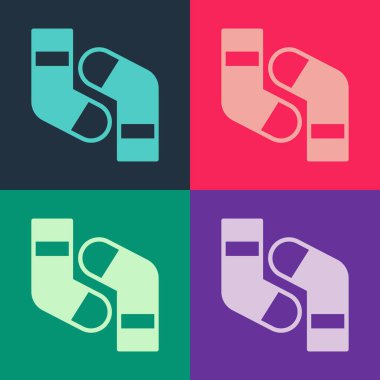 Pop Art Socks ikonu renk arkaplanında izole edilmiş. Vektör