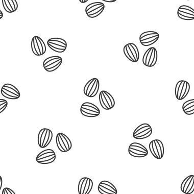 Belirli bir bitki simgesinin gri çizgisi tohumları beyaz arka planda izole edilmiş pürüzsüz desen. Vektör