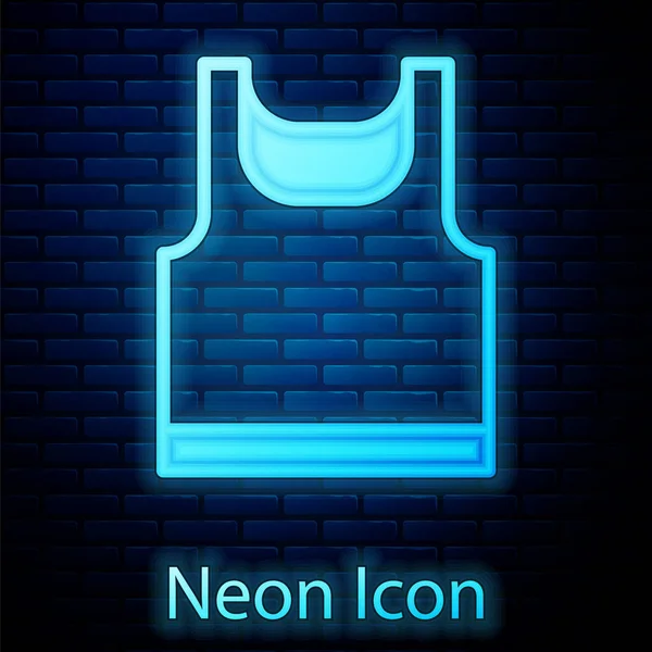 Leuchtende Neon Ärmellose Sport-T-Shirt-Symbol isoliert auf Backsteinwand Hintergrund. Vektor — Stockvektor