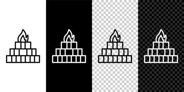 Establecer línea Yagna icono aislado sobre fondo blanco y negro. Vector — Archivo Imágenes Vectoriales