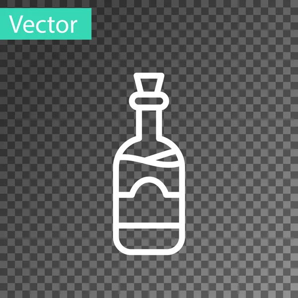 Weiße Linie Flaschen Wein-Symbol isoliert auf transparentem Hintergrund. Vektor — Stockvektor