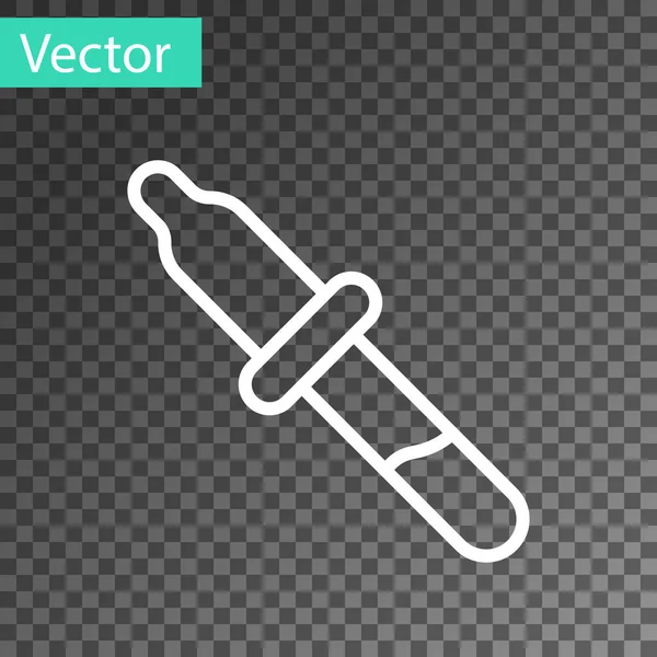 Icono de pipeta de línea blanca aislado sobre fondo transparente. Elemento médico, equipo de laboratorio de química. Símbolo médico. Vector — Vector de stock