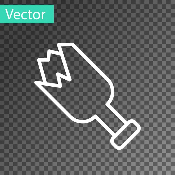 Línea blanca Botella rota como icono de arma aislada sobre fondo transparente. Vector — Vector de stock