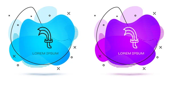 Lijn Zwaard voor spel pictogram geïsoleerd op witte achtergrond. Abstracte banner met vloeibare vormen. Vector — Stockvector