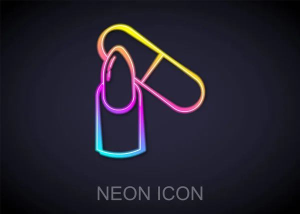 Leuchtende Neon Line Nagelfeile Symbol isoliert auf schwarzem Hintergrund. Maniküre-Werkzeug. Vektor — Stockvektor