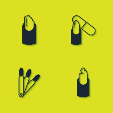 Kırık tırnak, sahte tırnaklar ve tırnak dosya simgesi. Vektör