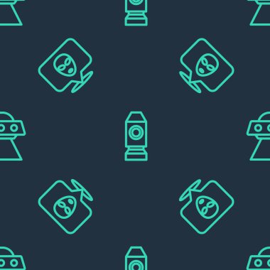 Roket gemisi, Uzaylı ve UFO 'yu kusursuz bir rotada uçur. Vektör