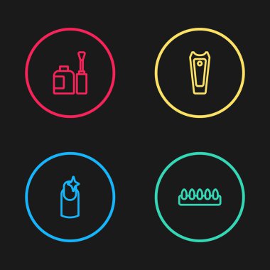 Tırnak manikürü, sahte tırnak törpüsü, makas ve şişe boyası. Vektör