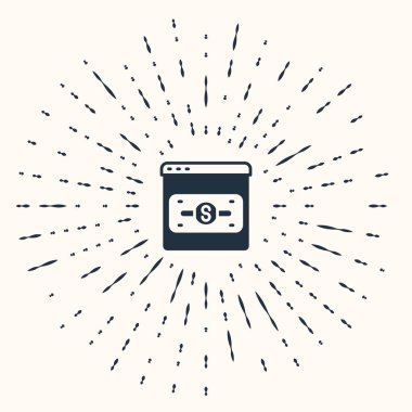 Ekran simgesindeki Grey Online alışverişi bej arka planda izole edildi. Konsept e-ticaret, e-ticaret, online iş pazarlama. Soyut çember rastgele noktalar. Vektör