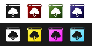 Bulut indirme simgesini siyah beyaz arkaplanda izole et. Vektör