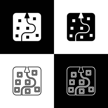 Sinir ağı simgesini siyah ve beyaz arkaplanda izole et. Yapay zeka yapay zekası. Vektör