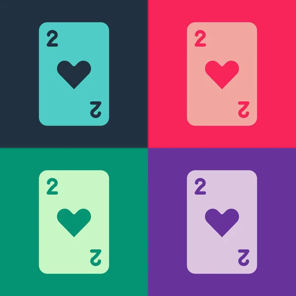 Pop art Juego de cartas con símbolo del corazón icono aislado en el fondo de color. Juego de casino. Vector — Vector de stock