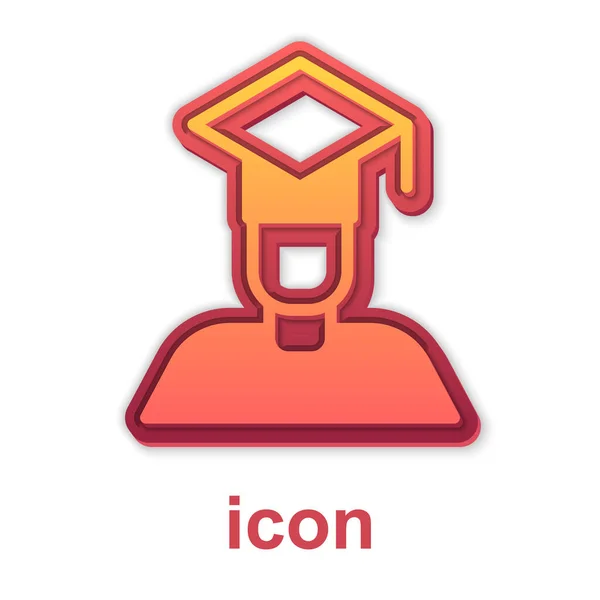 Oro Icono de graduado y gorra de graduación aislado sobre fondo blanco. Vector — Archivo Imágenes Vectoriales