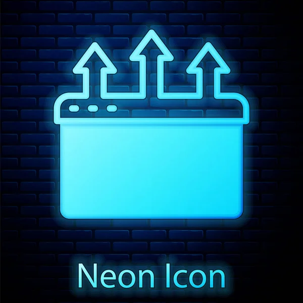 Gloeiende neon Browser venster pictogram geïsoleerd op baksteen muur achtergrond. Vector — Stockvector