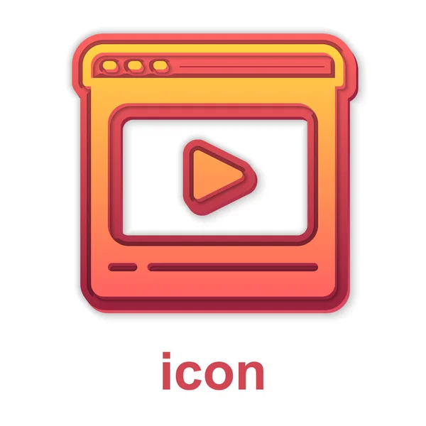 Gold Online jugar icono de vídeo aislado sobre fondo blanco. Película de tira con señal de juego. Vector — Vector de stock