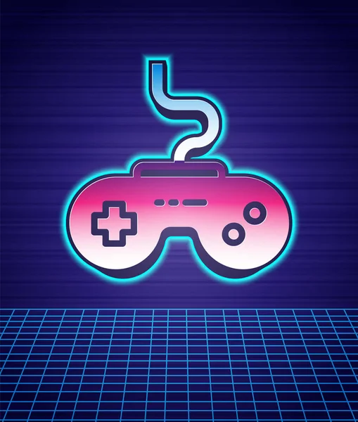 Retro stílus Gamepad ikon elszigetelt futurisztikus táj háttér. Játékvezérlő. 80-as évek divatbulija. Vektor — Stock Vector