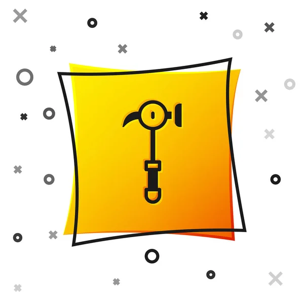 Black Hammer icon isolated on white background. Tool for repair. Yellow square button. Vector — Stock Vector