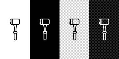 Mutfak çekiç simgesini siyah beyaz, şeffaf arkaplanda izole et. Et çekici. Vektör