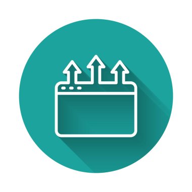 Beyaz çizgi Tarayıcı pencere simgesi uzun gölge arkaplanı ile izole edildi. Yeşil daire düğmesi. Vektör