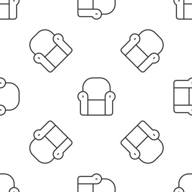 Gri çizgi Kol Koltuğu simgesi beyaz arka planda izole edilmiş kusursuz desen. Vektör