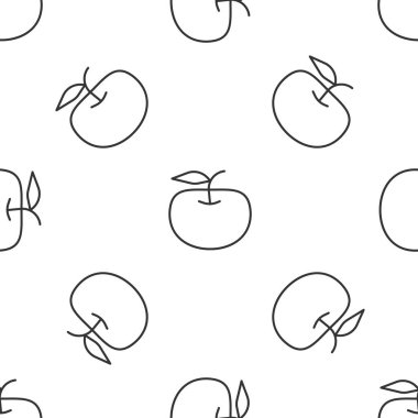 Gri çizgi Apple simgesi beyaz arka planda kusursuz deseni izole etti. Fazla kilolu. Sağlıklı diyet menüsü. Fitness diyeti elması. Vektör