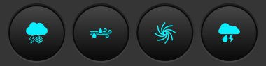Bulut 'u kar ve yıldırımla donat, Rüzgar yağmuru, Kasırga ve ikon. Vektör