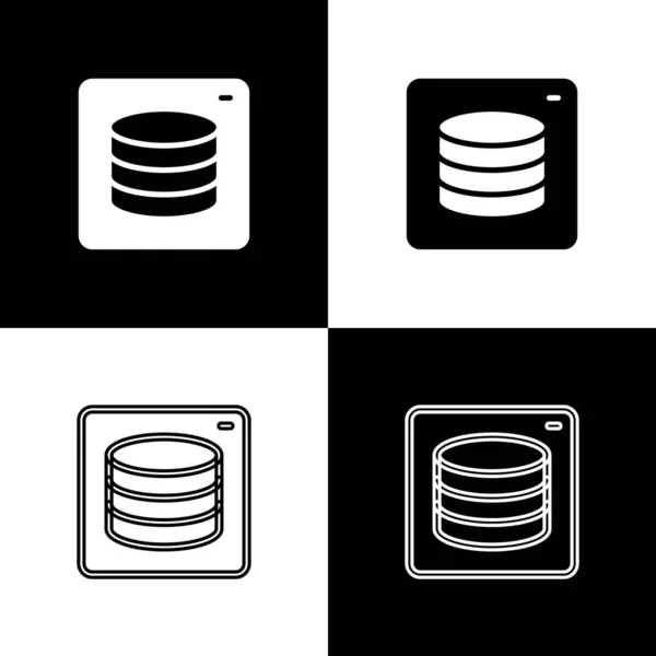 Set Server, Data, Web Hosting pictogram geïsoleerd op zwart-wit achtergrond. Vector — Stockvector