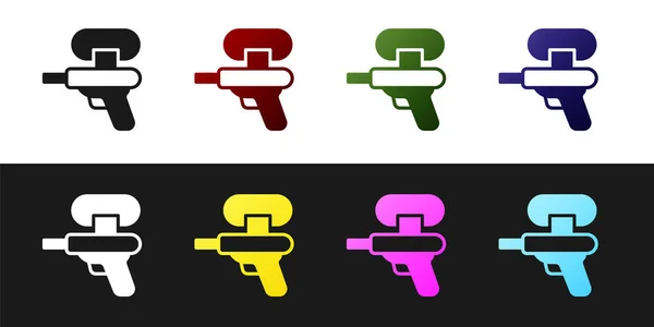 Set Icono pistola de agua aislada sobre fondo blanco y negro. Vector — Archivo Imágenes Vectoriales