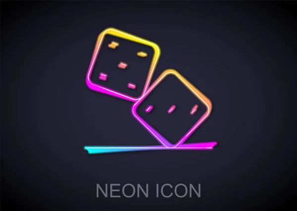 Glowing neon line Game dice icon isolated on black background. Casino gambling. Vector — Stock Vector