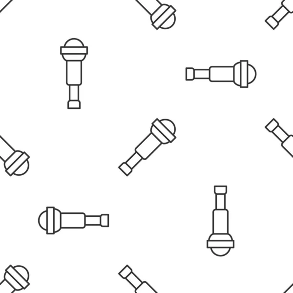 Ref. Grey line Spyglass telescope icon isolated seamless pattern on white background. Матросское шпионское стекло. Вектор — стоковый вектор