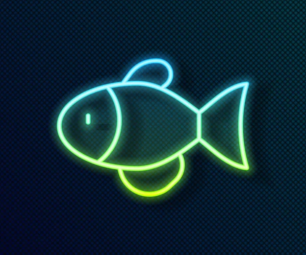 Linea al neon luminosa Icona di pesce isolata su sfondo nero. Vettore — Vettoriale Stock