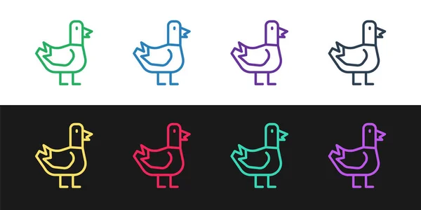 Set line Dove icon isolated on black and white background. Vector — Stock Vector