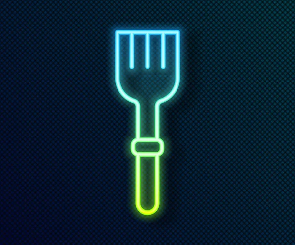Glowing neon line Fork ikon terisolasi pada latar belakang hitam. Simbol Cutlery. Vektor - Stok Vektor