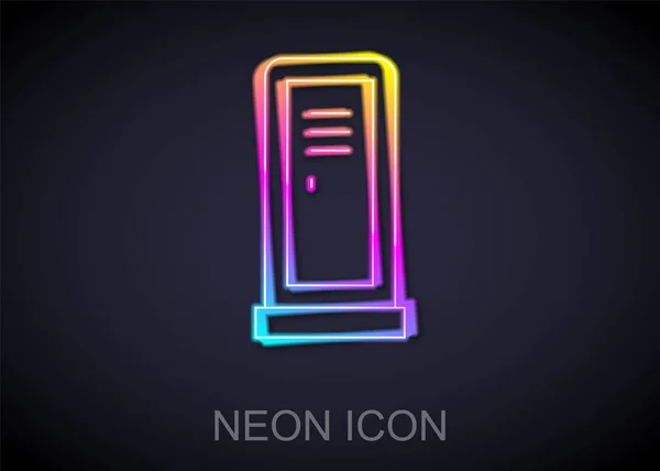 Leuchtende Neon Line Locker oder Umkleidekabinen für Hockey, Fußball, Basketballteam oder Arbeiter Symbol isoliert auf schwarzem Hintergrund. Vektor — Stockvektor
