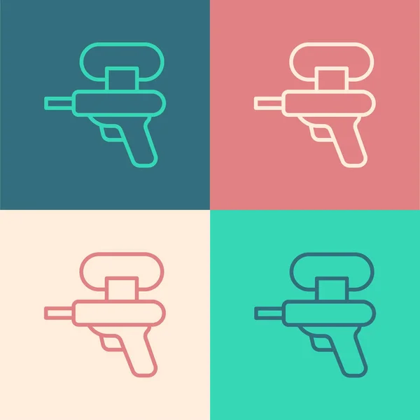 Pop art line Icono pistola de agua aislado en el fondo de color. Vector — Archivo Imágenes Vectoriales