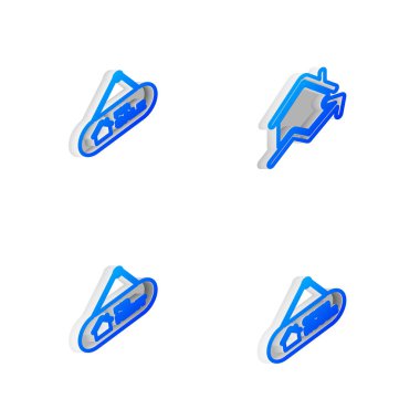 Isometric hattı yükselen konut maliyetini belirleyin, Satılık, Kiralık ve Açık Ev simgesiyle asma işareti yapın. Vektör