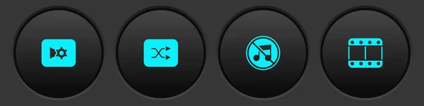 Zestaw Ustawienia muzyczne lub wideo, Strzałka tasowanie, Głośnik niemy i Odtwórz ikonę. Wektor — Wektor stockowy