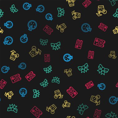 Ev yapımı turta, hediye yayı, Kokteyl ve Stereo hoparlörlerini kusursuz şekilde ayarla. Vektör